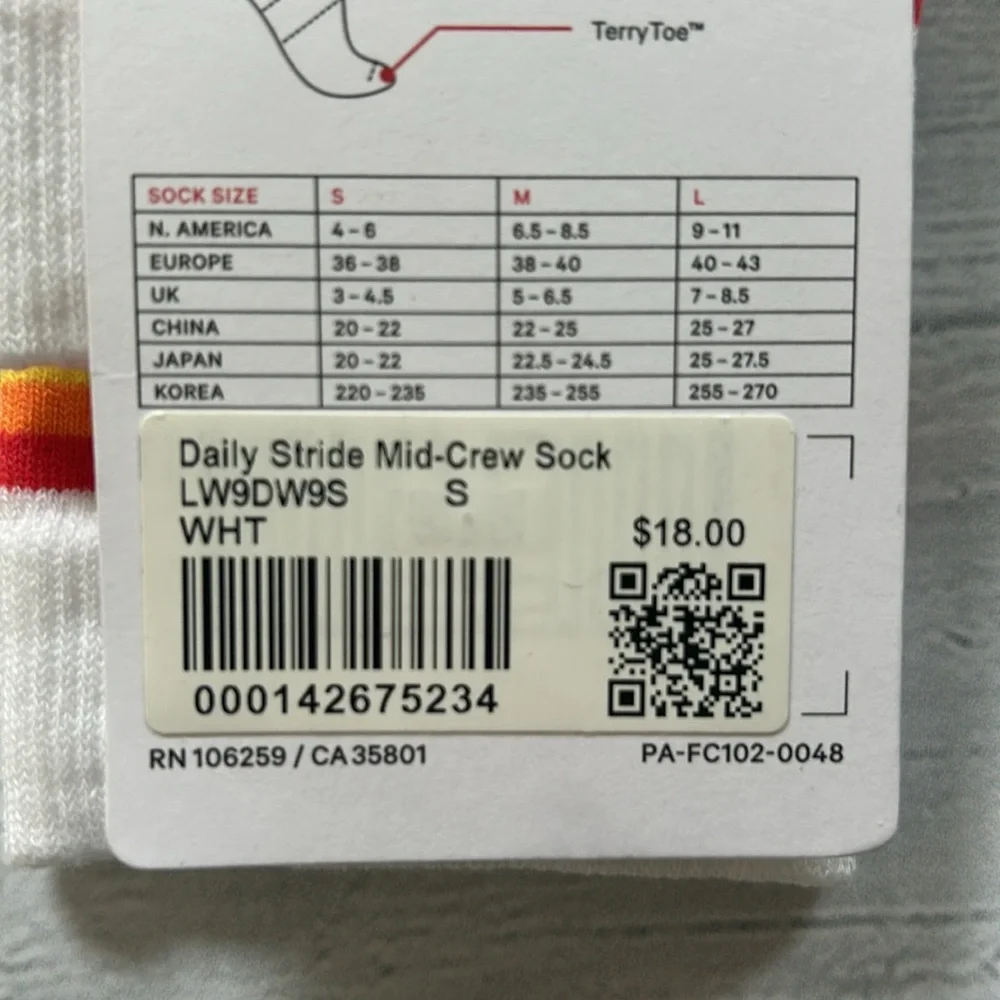 Lululemon‎ Daily Stride Mid-Crew Sock Sz S NWT